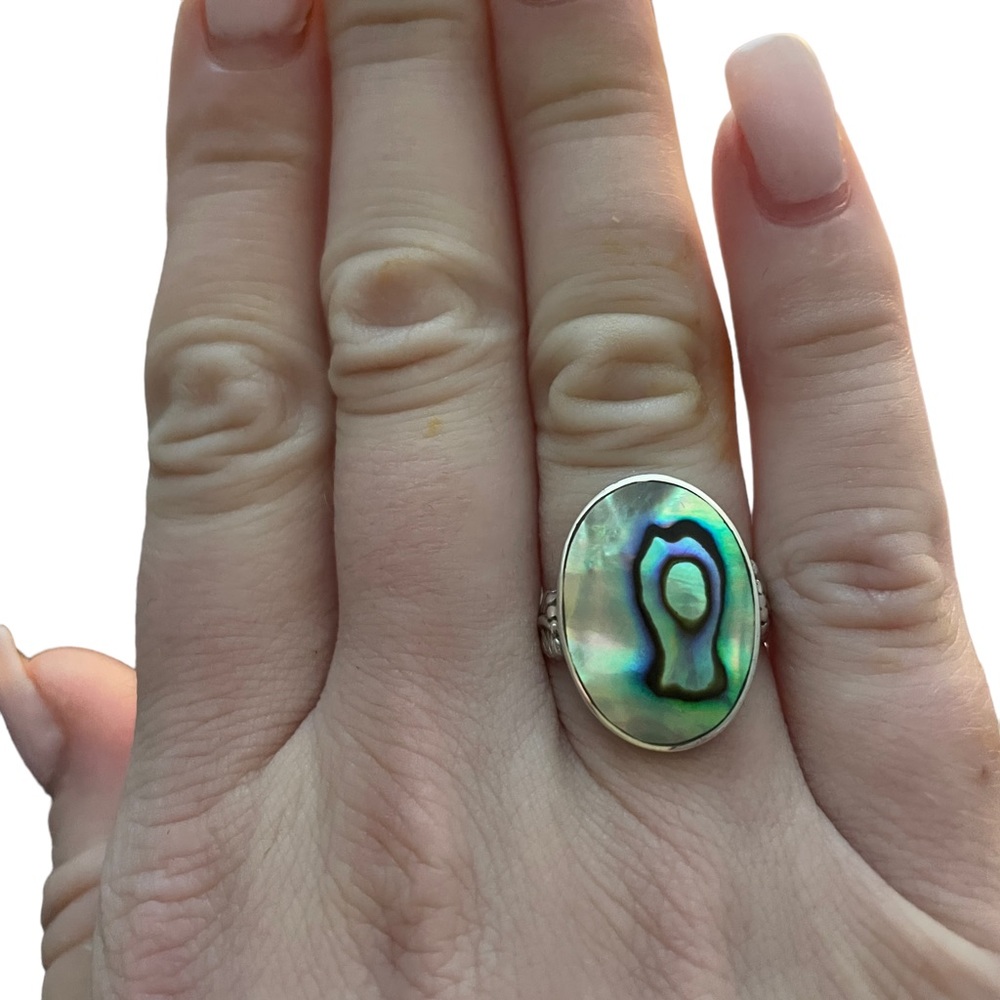 Nwt Abalone Solid Sterling Silver Ring Size 7 - image 3